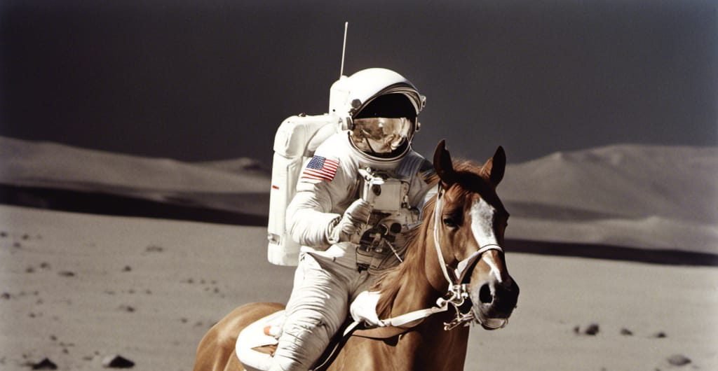 تصویر ساخته شده از فضانوردی در حال اسب سواری